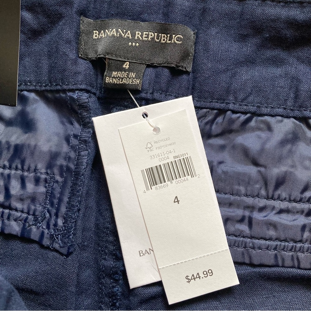 Banana Republic Factory Linen Blend Shorts NWT Women’s Size 4 Navy Blue - Picture 4 of 4